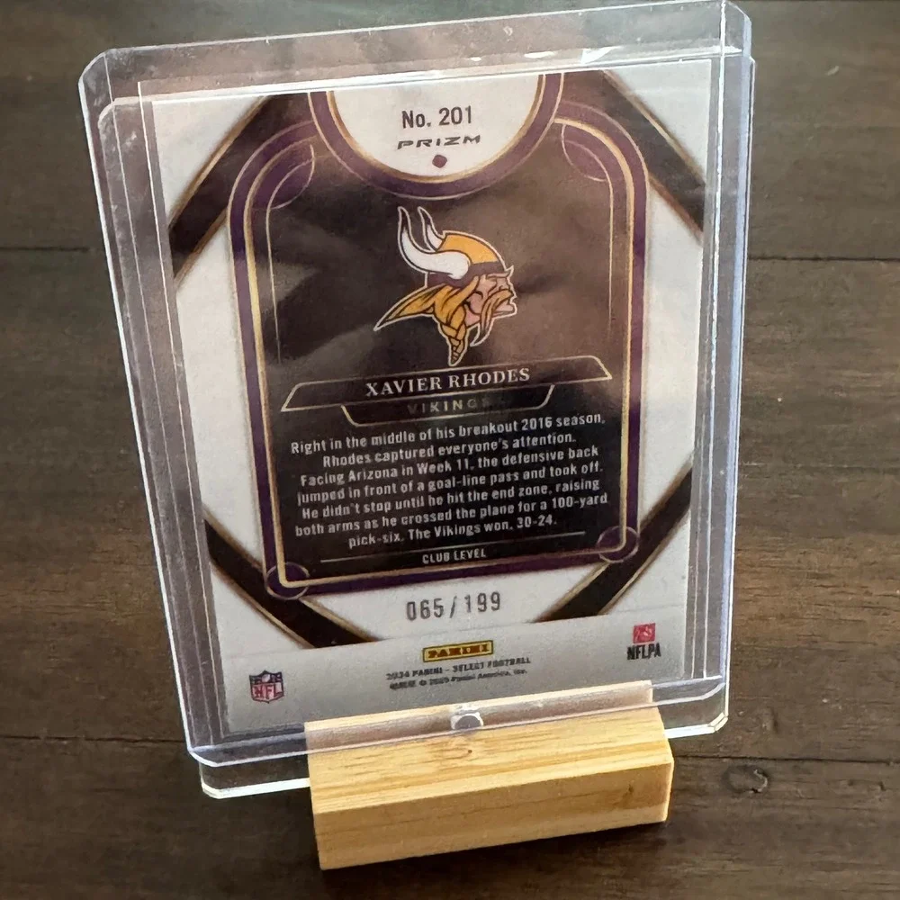 Panini Select Football Trading Card Xavier Rhodes Purple Prizm Club 065/199